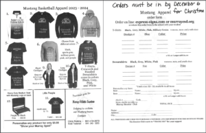 order form for athletic apparel